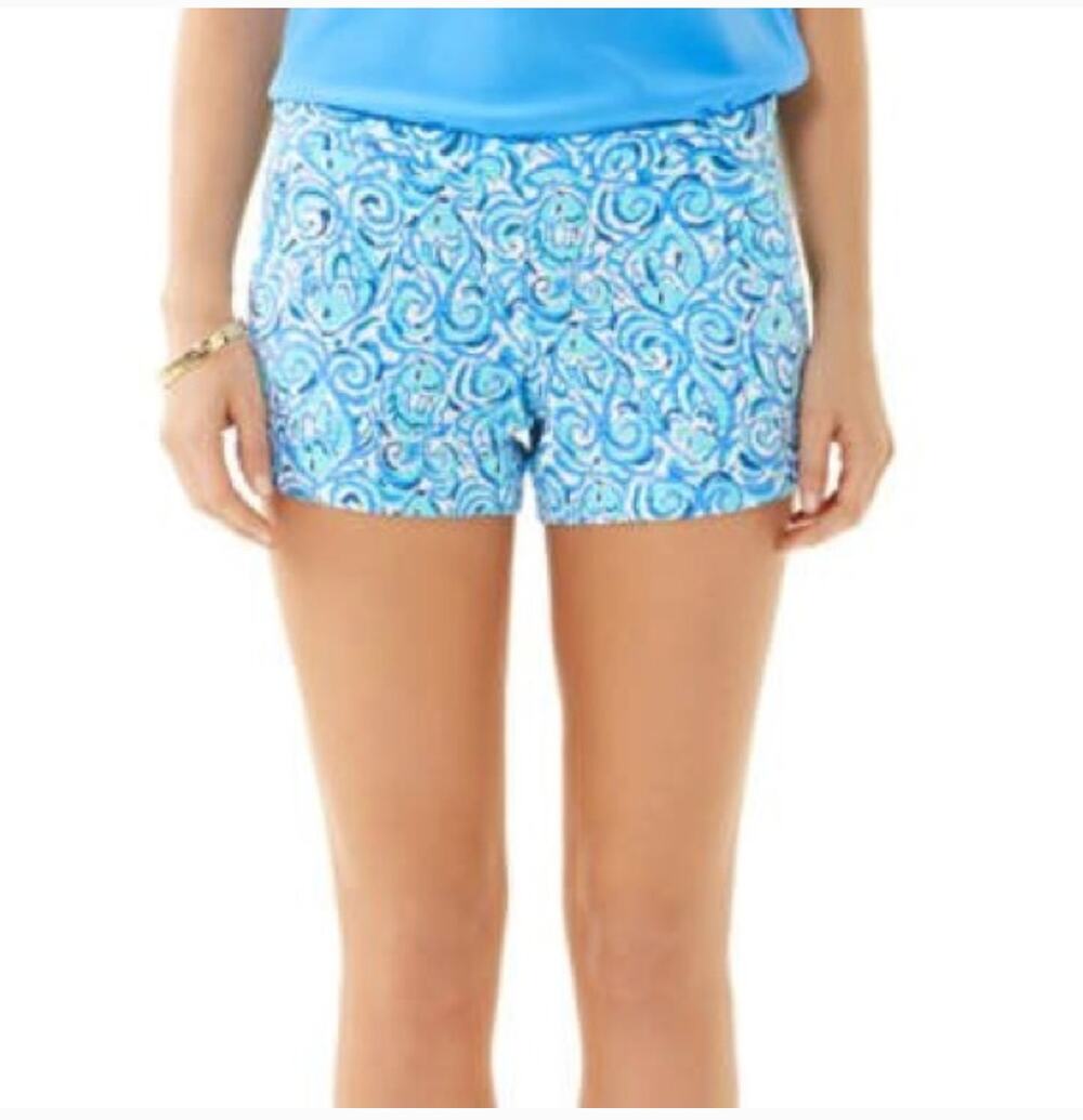 Lilly Pulitzer Adie Shorts Blue Fish Chasing Tail Size 0